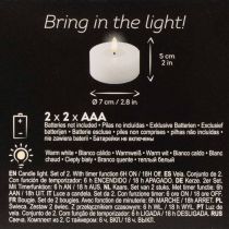 Artikel LED XL fyrfadslys hvid ægte voks med timer varm hvid 6 cm 2 stk.