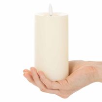 Artikel LED-søjlelys af ægte voks i hvid med timerfunktion, varm hvid, 15 cm
