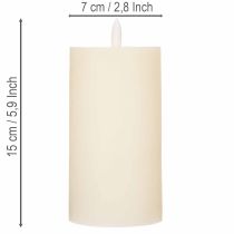 Artikel LED-søjlelys af ægte voks i hvid med timerfunktion, varm hvid, 15 cm