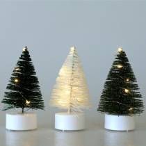 LED juletræ grøn/hvid 10cm 3stk