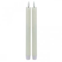 LED stearinlys creme til batteri Ø2cm 24cm 2stk