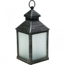 LED Lanterne med Timer Deco Lanterne Vintage Sølv H23cm