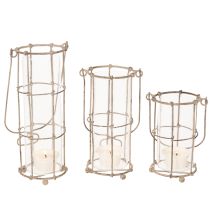 Artikel Havelanterne, metalvindlampe Ø8,5 cm H23/18,5/14,5 cm 3-delt sæt