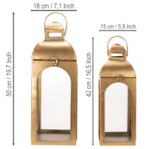 Artikel Lanterne metal glas metal messing look H50cm sæt med 2