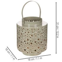 Artikel Lanterne med stjernemønster, metal, grøn, 31 cm