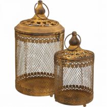 Lanterne rust look havedekoration sommer Ø15,5/19,5cm H29/36cm sæt med 2 stk.