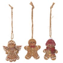 Artikel Dekorative hængende ornamenter, kunstige honningkagefigurer, 7 cm, 3 stk.