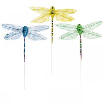 Sommerdekoration, guldsmede på tråd, dekorative insekter gul, grøn, blå B10,5cm 6 stk.
