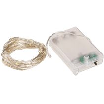 Artikel Lyskæder 50 mikro-LED'er med varm hvid timer til batteri 6 stk.