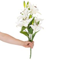 Artikel Kunstige liljer, 6 hvide blomster, realistisk blomstrende gren, 66 cm