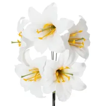 Artikel Kunstig liljeblomst, hvid, på tråd, mellemstørrelse, 35 cm, 5 stk.