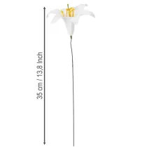 Artikel Kunstig liljeblomst, hvid, på tråd, mellemstørrelse, 35 cm, 5 stk.
