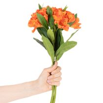 Artikel Kunstig Alstroemeria Orange blomst, kunstig buketdekoration, 75 cm, 3 stk.