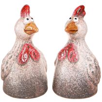 Artikel Sjov dekorativ kylling keramik dekorativ figur påske 10,5cm 4 stk
