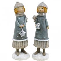 Artikel Dekorationsfigurer vinter børnefigurer piger H14,5cm 2stk