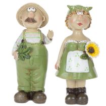 Artikel Dekorative figurer af et landmandspar, sjov stue og sommerdekoration til indendørs brug, 17 cm, 2 stk.