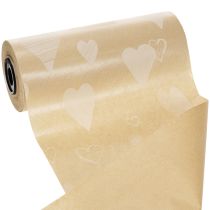 Artikel Manchetpapir 25 cm 100 m naturlige hjerter – Vådstyrke blomsterpapir