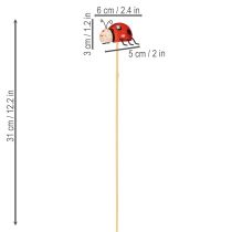 Artikel Mariehøne havepæle, dekoration til forår og sommer, blomsterdekoration, 31 cm, 4 stk.