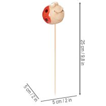 Artikel Mariehøne havepæle, dekorativ blikfang til havedekoration, 25 cm, 4 stk.