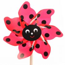 Mariehøne Pinwheel Havedekoration Vindmølle Rød Ø16,5cm