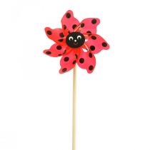 Mariehøne Pinwheel Havedekoration Vindmølle Rød Ø16,5cm