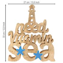 Artikel Maritim trædekoration “I need vitamin sea” mangotræ 27×33cm