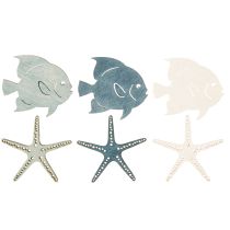 Artikel Maritim scatter dekoration træbord dekoration søstjerner fisk 4 cm 72 stk