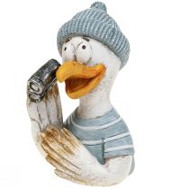 Artikel Maritim dekoration måge borddekoration blå hvid sølv H11cm 2 stk