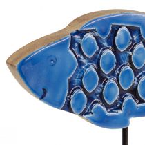 Artikel Maritim dekorativ træfisk på stativ blå 25cm × 24,5cm