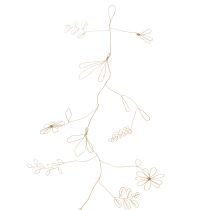 Artikel Metal blomsterdekorationsguirlande, tråd til blomsterkrans, sommerdekoration, vægdekoration, guld, 110 cm