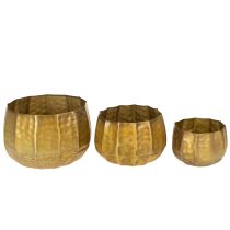 Artikel Dekorativ urtepotte i metal, messing, Ø22/18/14 cm, sæt med 3