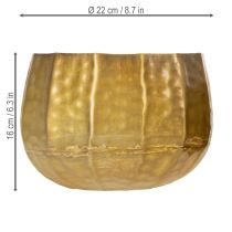 Artikel Dekorativ urtepotte i metal, messing, Ø22/18/14 cm, sæt med 3