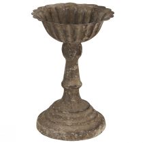Artikel Metal dekorativ skål på fod bæger antik gråbrun Ø12cm H18cm