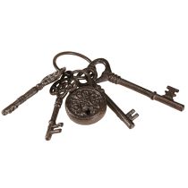 Artikel Metal dekorative nøglebundt med lås brun H22cm