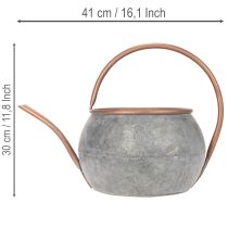 Artikel Metal dekorativ vandkande, vintage landstil, havedekoration, til plantning, sølv kobber, L41cm Ø26cm H30cm