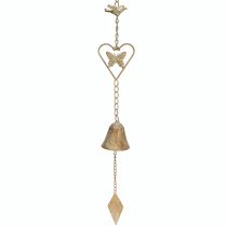 Artikel Metal vindklokke med hjerte og klokke havedekoration antik 72cm