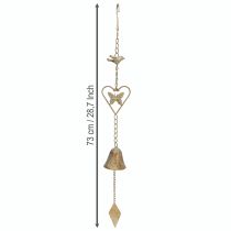 Artikel Metal vindklokke med hjerte og klokke havedekoration antik 72cm