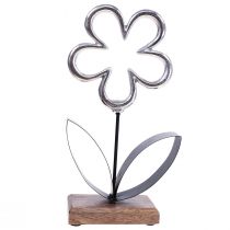 Artikel Metal blomsterdekoration sølv sort borddekoration fjeder H36cm