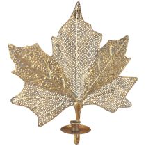 Metal vægdekoration Maple Leaf Lysestage Gylden Antik 42cm × 39cm