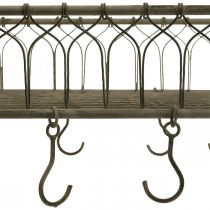 Firkantet metalkurv med kroghængende dekoration metal 50x30,5x12,5cm