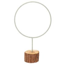 Artikel Dekorativ metalring på træfod til borddekoration, 43 cm