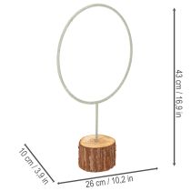 Artikel Dekorativ metalring på træfod til borddekoration, 43 cm