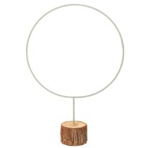 Artikel Dekorativ rund ring på træbase, metal, til tørrede blomster, 52 cm