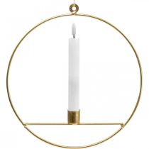 Artikel Lysestage til ophæng af gylden metal dekorativ ring Ø25cm 3stk