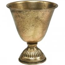 Metal skål bæger metal dekoration gyldent antik look H16cm