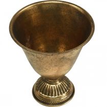 Artikel Metal skål bæger metal dekoration gyldent antik look H16cm