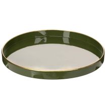 Artikel Dekorativ bakke i grøn med guldkant, moderne, 30 cm