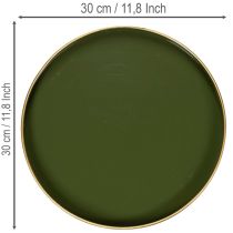 Artikel Dekorativ bakke i grøn med guldkant, moderne, 30 cm