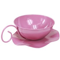 Artikel Metalkrus Ø16cm H9cm Dekorativt krus med underkop Pink 2 stk.