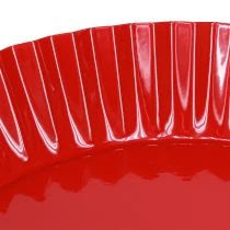 Artikel Metalplade retro dekorativ tallerken med fod rød metal Ø24cm 2 stk.
